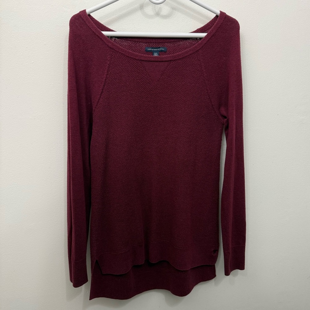 American Eagle Burgundy Knit Sweater